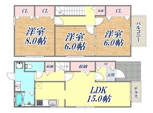 やまてタウンハウスB棟の物件間取画像